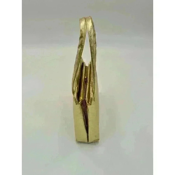 Vintage Ila of California Gold Shoulder Bag with Clasp Center Pocket - Picture 7 of 9